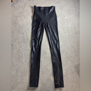 SPANX Leggings Faux Leather Black Womens Size S Shapewear leggings